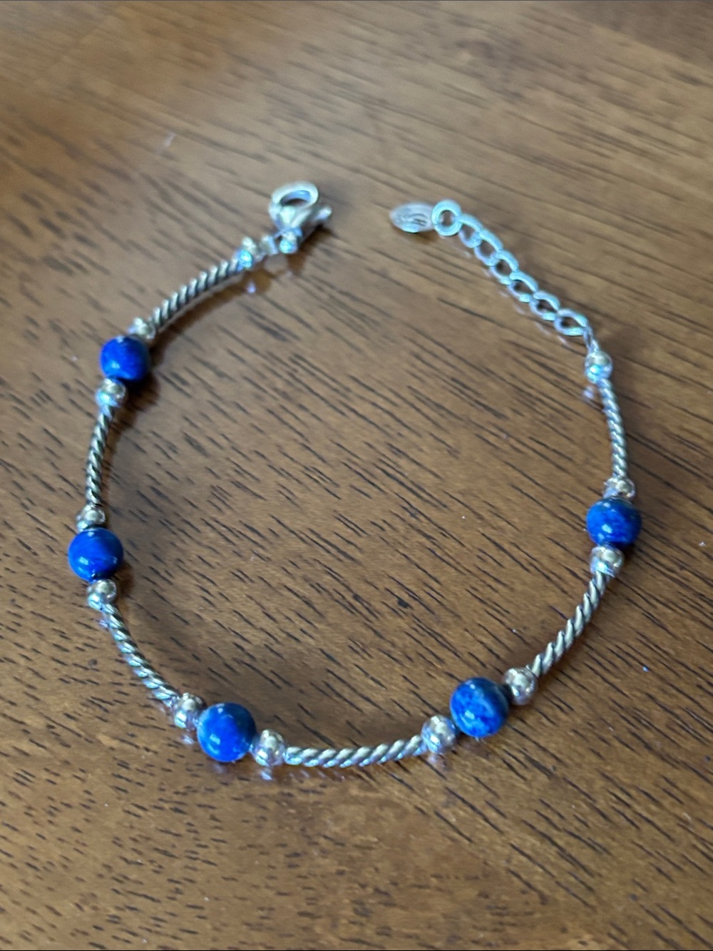 Sterling Silver Bracelet with Lapis Bead Accents